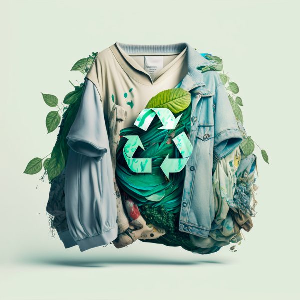 zero waste t-shirt, with logo in the middle